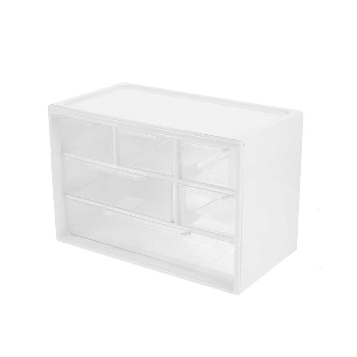Small Drawer Organizer for Desk, 7.1" x 3. 8" x 4.6" Mini Desktop Drawer Organizer with 9 Clear Drawers, Plastic Desktop Craft Storage Box for Desk Office School Home (White)