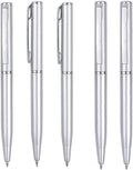 5 Pcs Silver Small Pens Mini, Retractable Ballpoint, Writing Pen Short Pens Stainless Steel Point Pen with Copper Fittings Ballpoint Pen Small Personalized for Pockets Business
