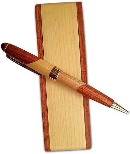 Fancy Minimalist Wooden Pens - Gentlemen Nice Pens Handcrafted Unique Business Pens for Men, Cool Old Fashioned Pen and Case Set Gift for Journal Writing (Single Display)