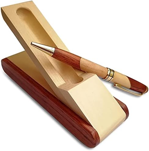 Fancy Minimalist Wooden Pens - Gentlemen Nice Pens Handcrafted Unique Business Pens for Men, Cool Old Fashioned Pen and Case Set Gift for Journal Writing (Single Display)