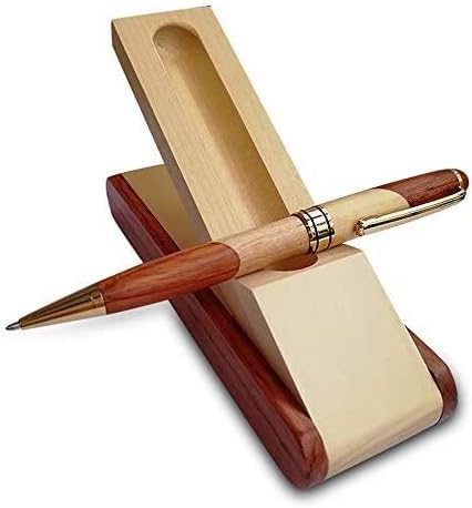 Fancy Minimalist Wooden Pens - Gentlemen Nice Pens Handcrafted Unique Business Pens for Men, Cool Old Fashioned Pen and Case Set Gift for Journal Writing (Single Display)