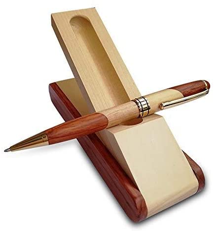 Fancy Minimalist Wooden Pens - Gentlemen Nice Pens Handcrafted Unique Business Pens for Men, Cool Old Fashioned Pen and Case Set Gift for Journal Writing (Single Display)
