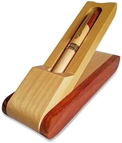 Fancy Minimalist Wooden Pens - Gentlemen Nice Pens Handcrafted Unique Business Pens for Men, Cool Old Fashioned Pen and Case Set Gift for Journal Writing (Single Display)