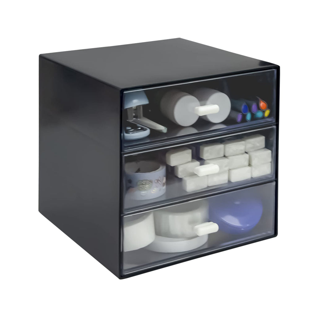 Desk Organizer with Drawer, Desk Storage Box (4 drawer, Black)