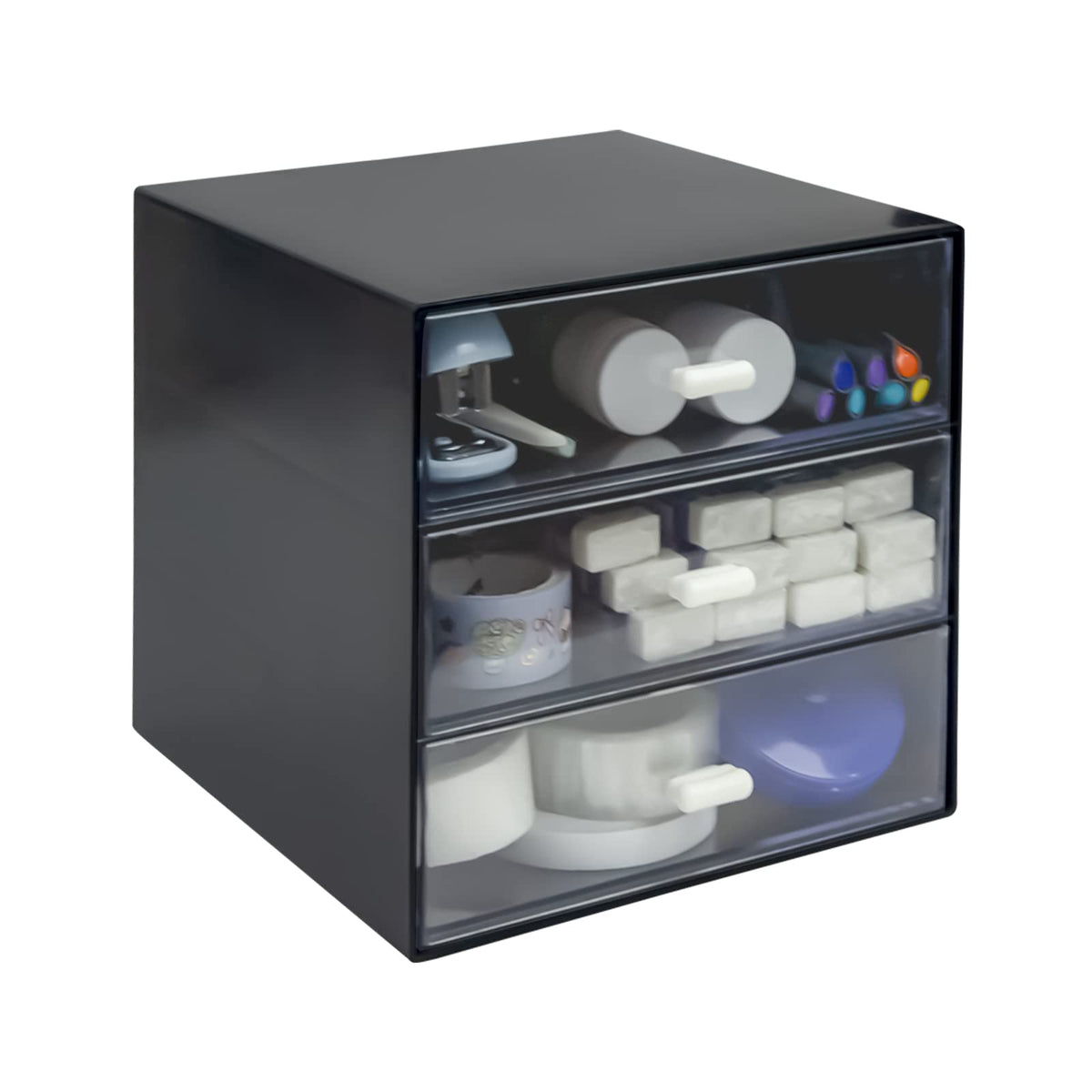 Desk Organizer with Drawer, Desk Storage Box (4 drawer, Black)