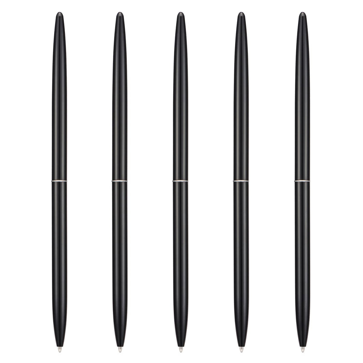 5 Pieces Ballpoint Pen Set, Black Ink Slim Lightweight Smooth Writing Metal Pen, for Business Office Teacher Student Wedding Guest (Silver)