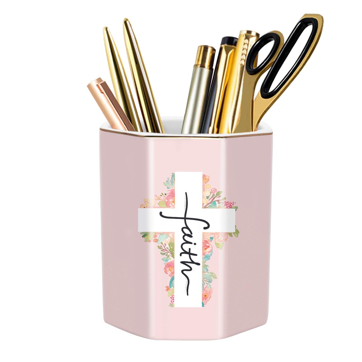 Pencil Holder, Pencil Cup for Desk, Makeup Brush Holder Cup, Cute Pencil Stand Marble Decorative for Kids Durable Ceramic Desk Organizer for Office, Classroom, Home, Antique Green Marble