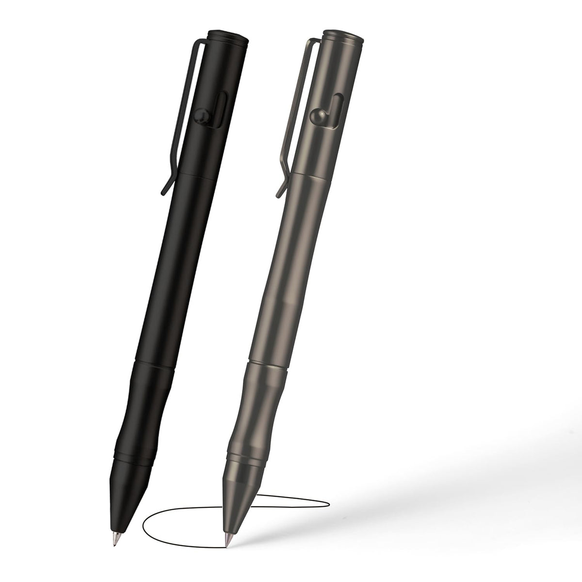 Origin-Joy Brass Bolt Action Pen Set, Heavy Duty EDC Copper Metal Tactile Turn Pen With Gel Ink Refills (Nickel White & Gold)