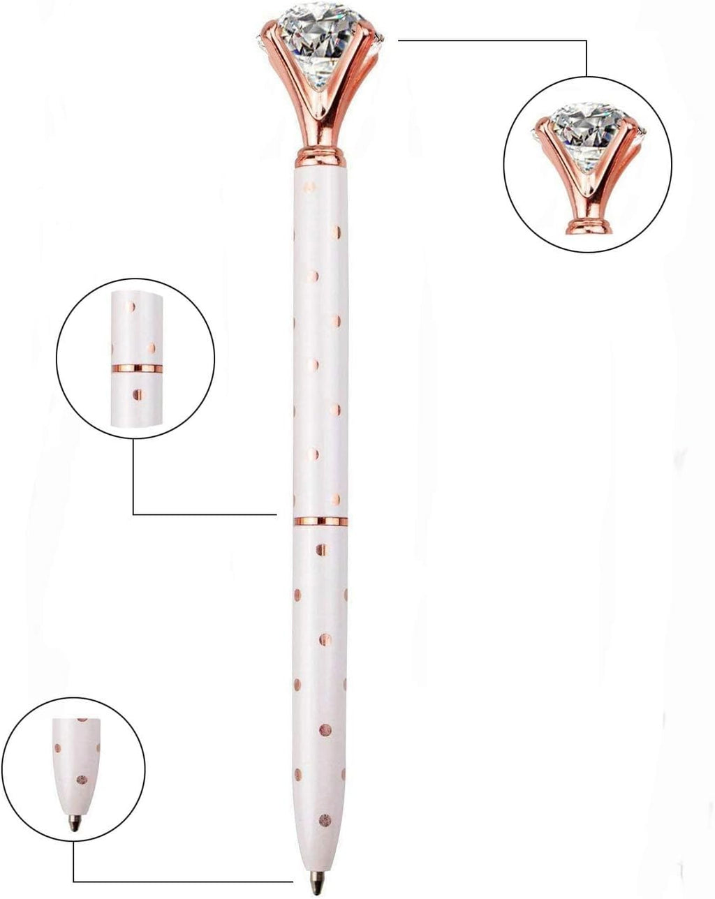 LONGKEY Set of 12 Diamond Pens – Elegant Crystal Topped Writing Instruments for Gifting, Office, and Special Occasions
