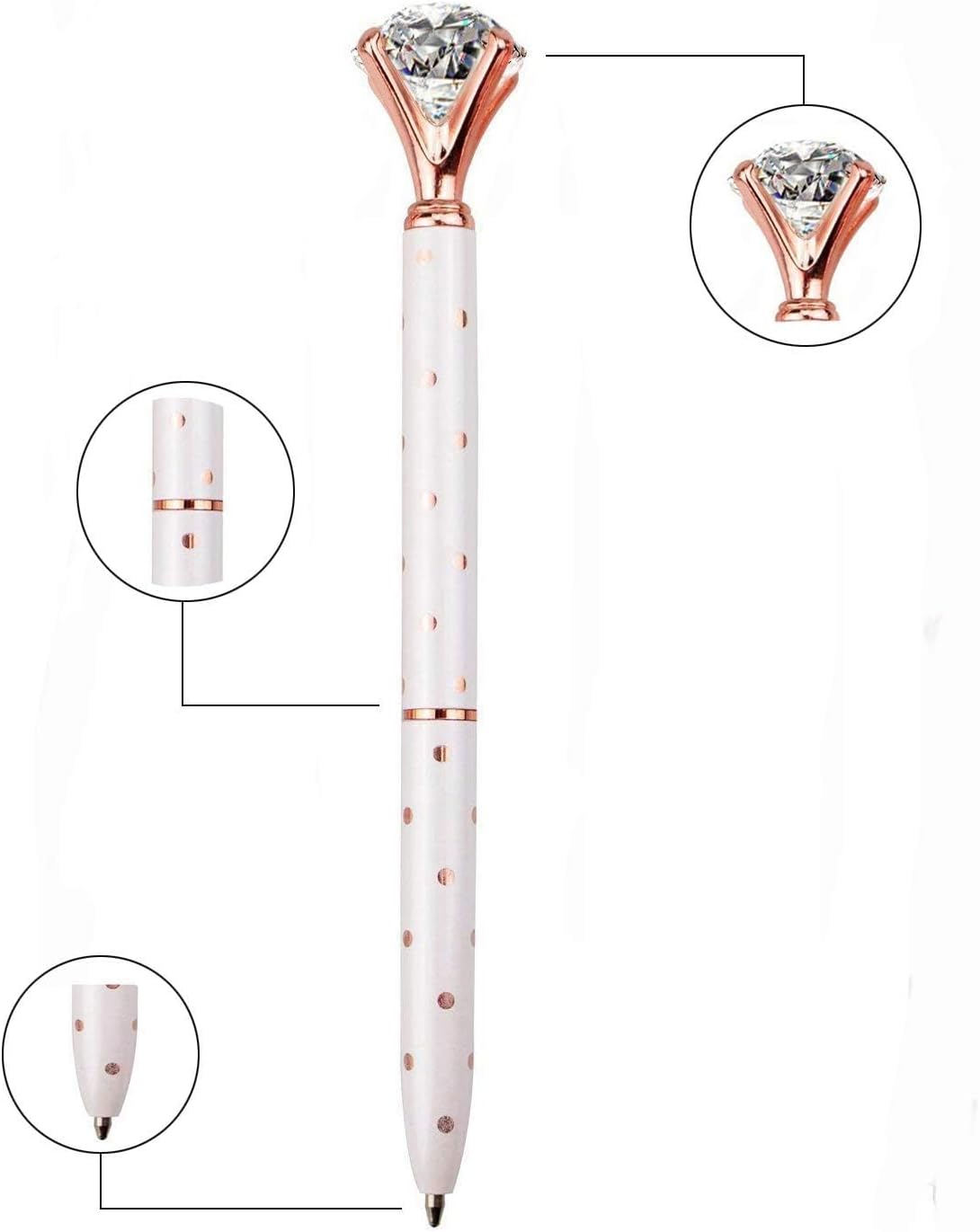 LONGKEY Set of 12 Diamond Pens – Elegant Crystal Topped Writing Instruments for Gifting, Office, and Special Occasions