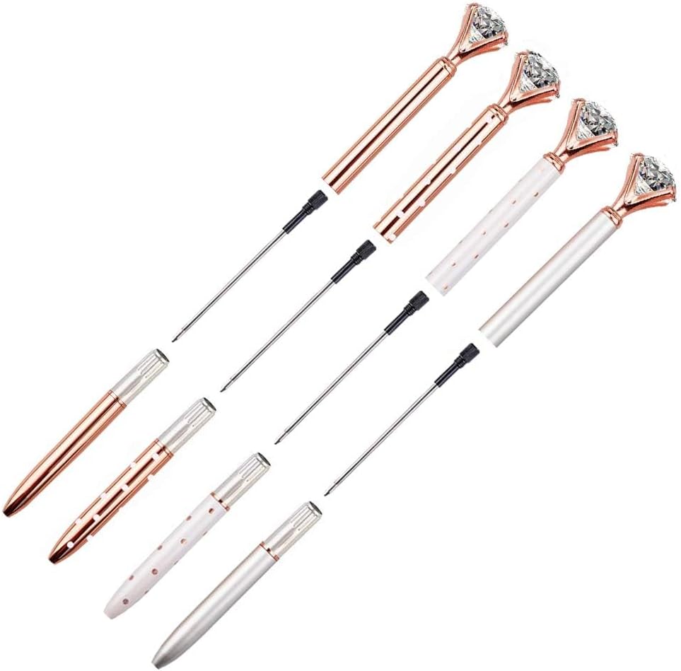 LONGKEY Set of 12 Diamond Pens – Elegant Crystal Topped Writing Instruments for Gifting, Office, and Special Occasions