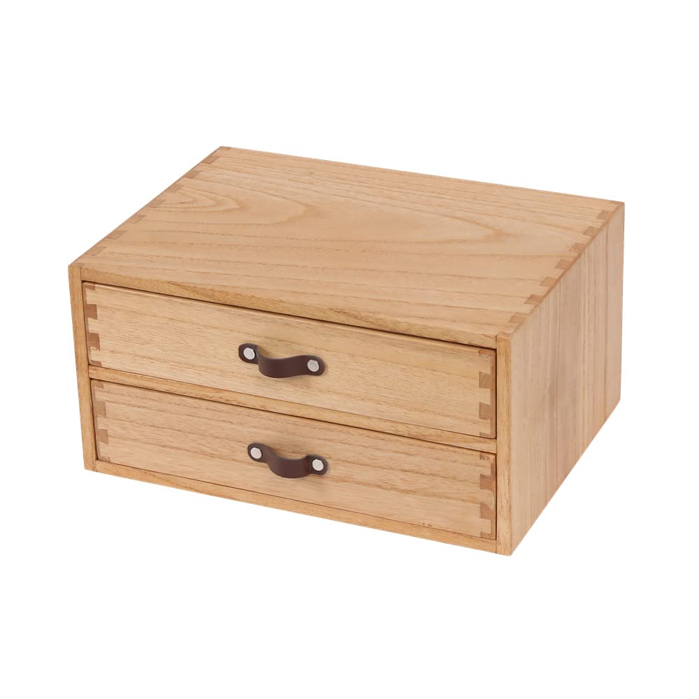 DDYURI Wood 2 Drawer Desktop Organizer Cabinet - Desk Storage Box for Kitchen Counter, Dresser Tabletop - Wooden File Organizer Printer Machine Stand for Office Accessories Chest Dark (FAX2C-DK)