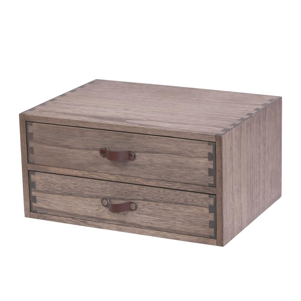 DDYURI Wood 2 Drawer Desktop Organizer Cabinet - Desk Storage Box for Kitchen Counter, Dresser Tabletop - Wooden File Organizer Printer Machine Stand for Office Accessories Chest Dark (FAX2C-DK)