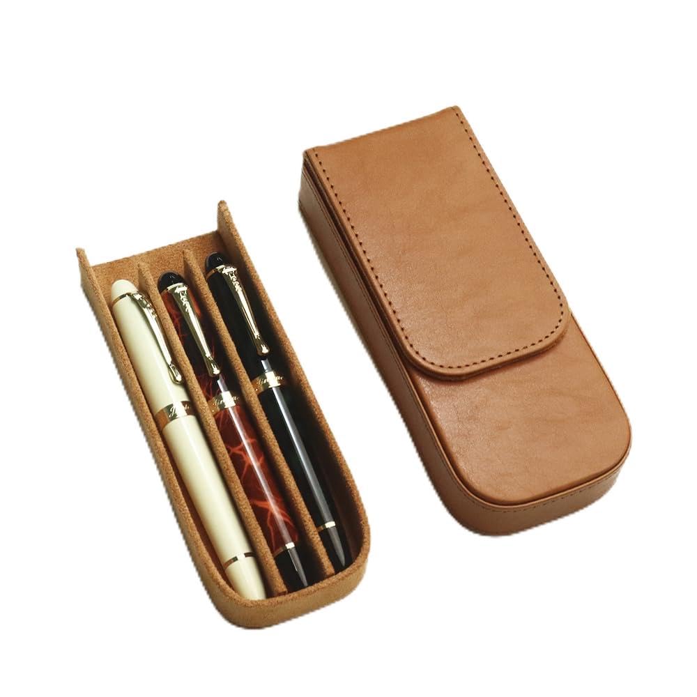 PU Leather Fountain Pen Case, 12-Slot Pen Storage Tray(red)