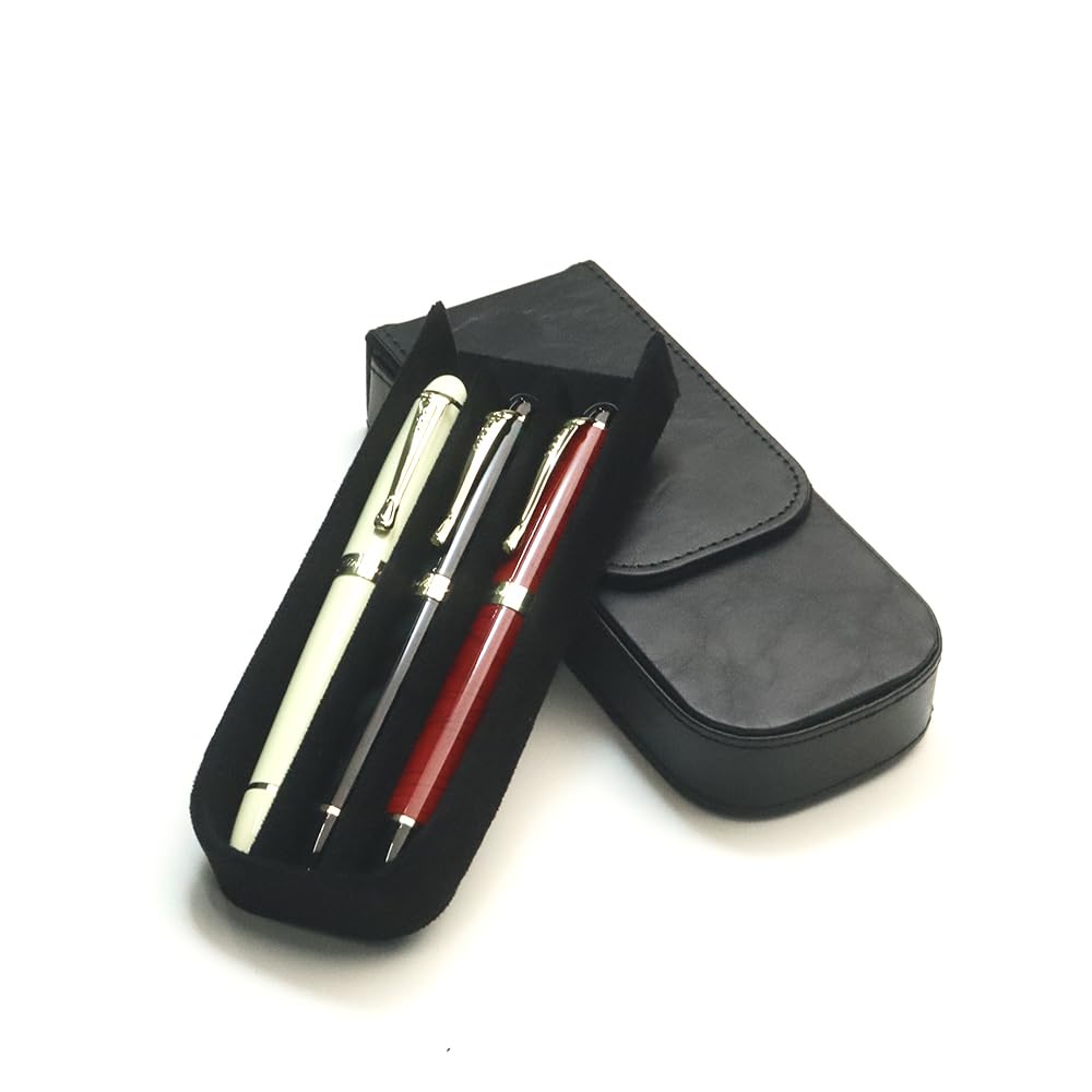 PU Leather Fountain Pen Case, 12-Slot Pen Storage Tray(red)