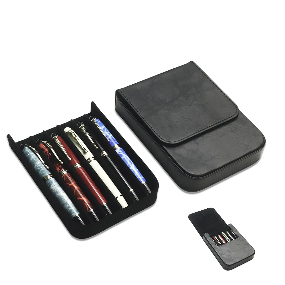 PU Leather Fountain Pen Case, 12-Slot Pen Storage Tray(red)