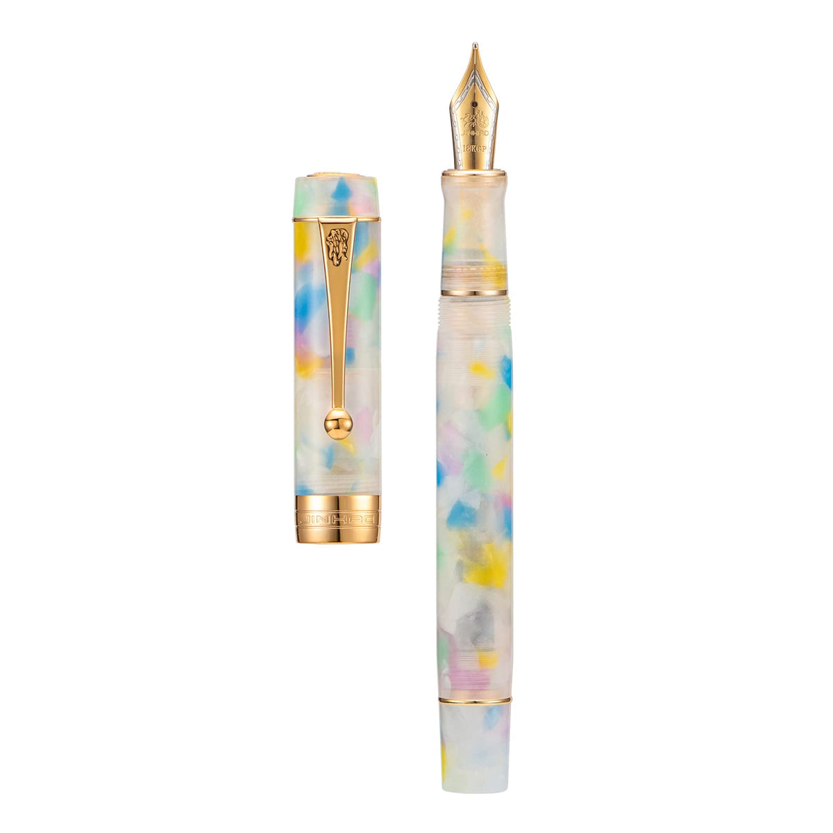 Jinhao 100 Fountain Pen Celluloid Classic Style, #6 Nib Smooth Writing Instrument with Refillable Converter and Pen Case Set
