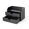 ROSE BLOOM White Wood Desk Organizer with 2 Drawers, Mini Cabinet with Storage Shelf for Tabletop, Small Box for Cosmetic Office Supplies