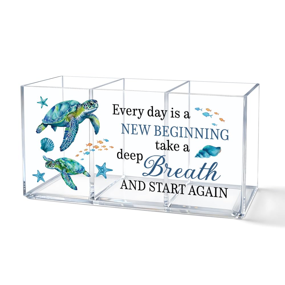 Every Day Is a New Beginning Acrylic Pen Holder 3 Compartments
