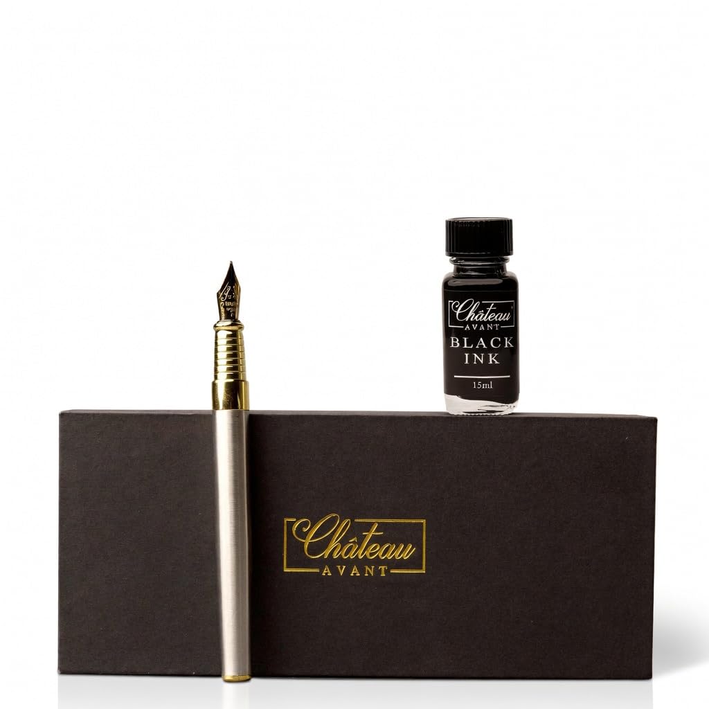 Signature Calligraphy Fountain Pen Gift Set | Black | Fine and Calligraphy Nibs, 10 Ink Cartridges, Ink Bottle and Converter | Writing Gift for Beginners, Graduates and Enthusiasts