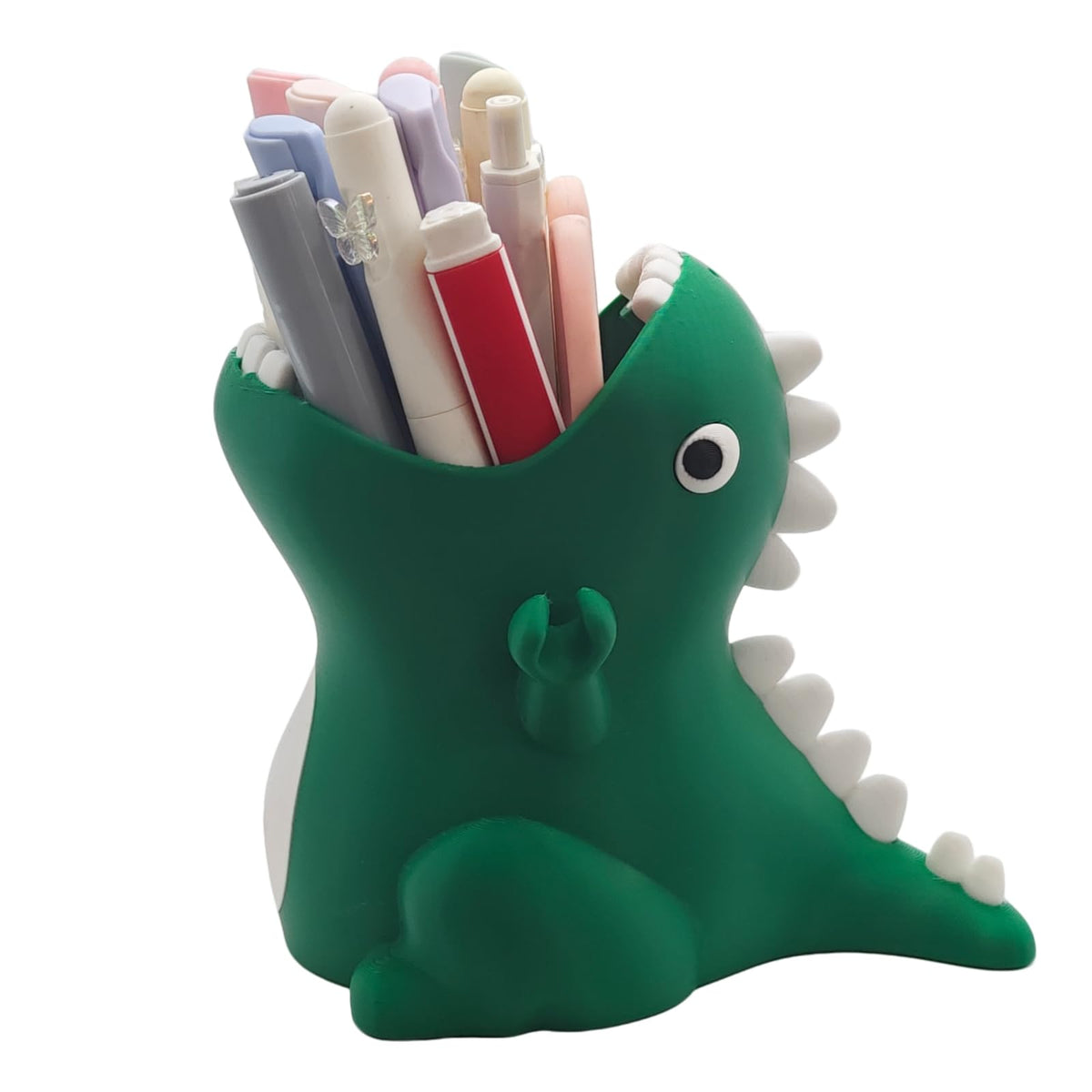 TIME&TRAVE Cute Dinosaur Pen Holder for Desk, Creative Pencil Holder Desk Organizers, Office Supplies Decorations Idea Gift for Women Kids (Pink)