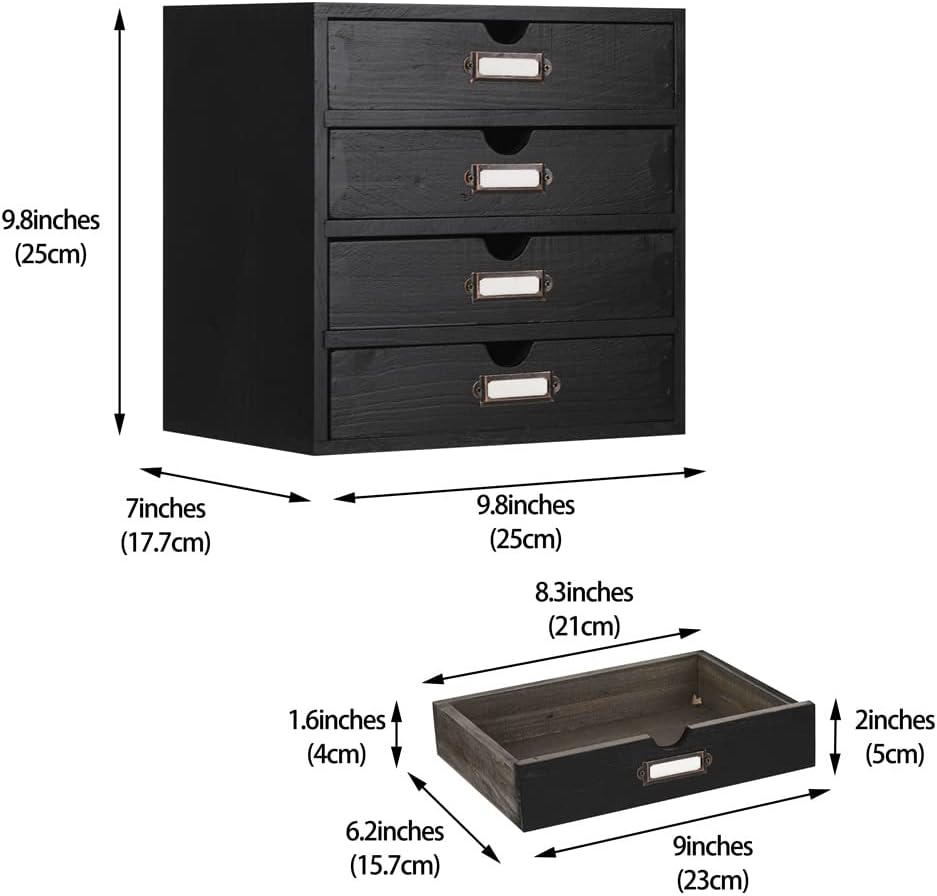 Small Wooden Drawers Wooden Box with Drawer Black