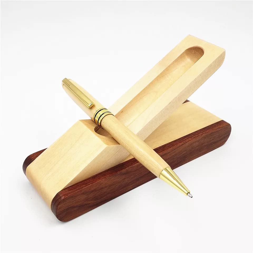 Fancy Minimalist Wooden Pens - Gentlemen Nice Pens Handcrafted Unique Business Pens for Men, Cool Old Fashioned Pen and Case Set Gift for Journal Writing (Single Display)