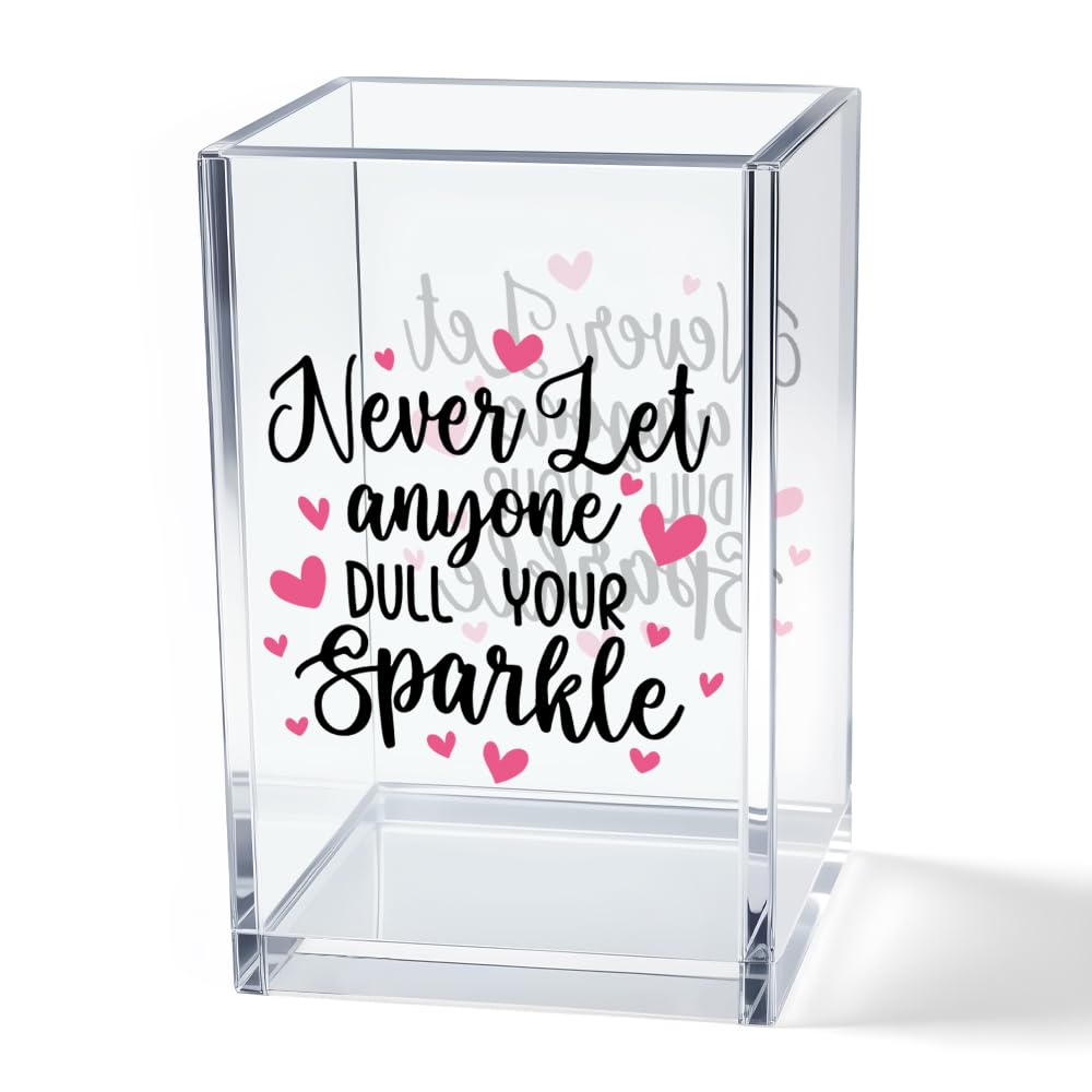 God is Within Her She Will Not Fall Psalm 46:5 Acrylic Cosmetic Pencil Pen Holder Cup, Pink Preppy Bow Desk Organizer for Home Office Decor, Christian Faith Gifts for Women Girls Coworkers Lady