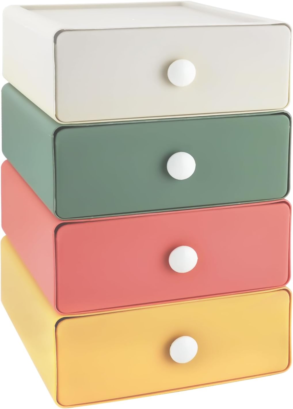 RETON 4 PCS Desktop Storage Drawers, Stackable Desk Organizer with Drawers, Large Capacity Desktop Storage Box for Office, School, Room, Dorm, Bathroom (4 Colors)