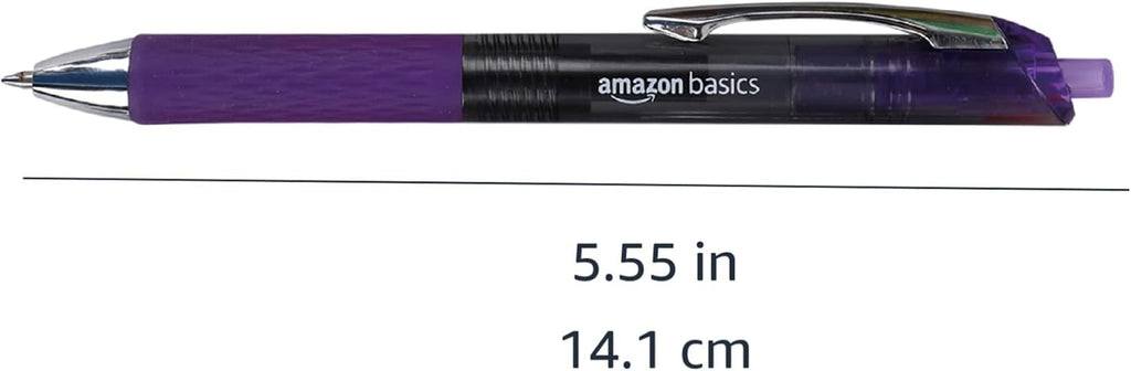 Amazon Basics Retractable Gel Pens, Fine Point 0.7mm, Smooth Writing, Assorted Colors, 12-Pack