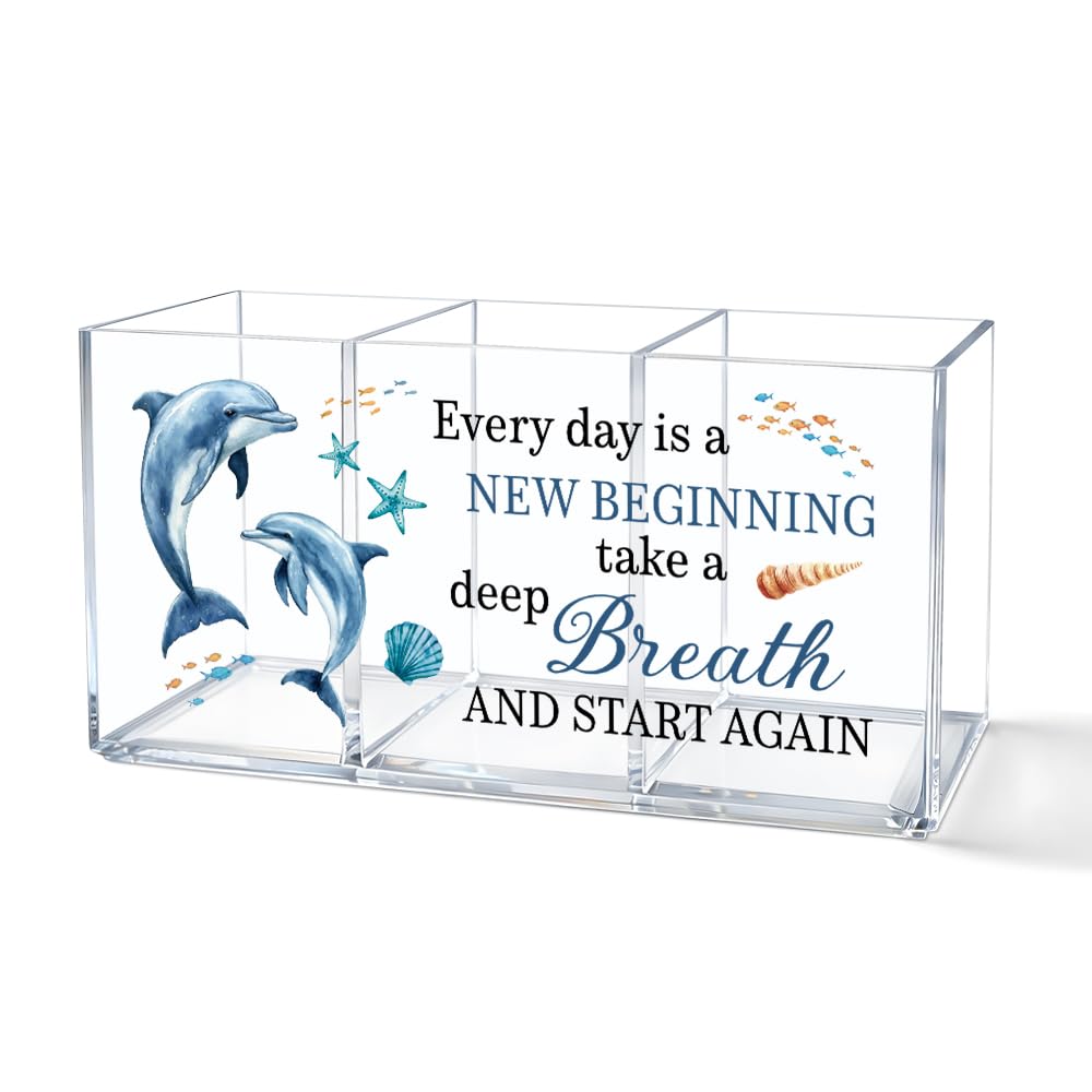 Every Day Is a New Beginning Acrylic Pen Holder 3 Compartments