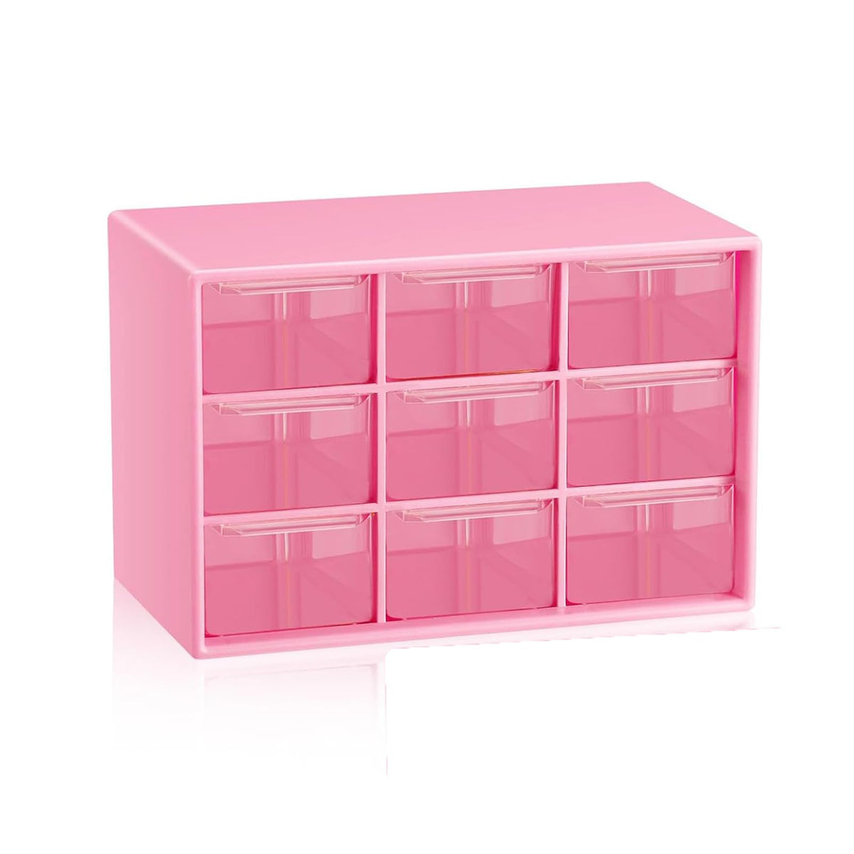 Small Drawer Organizer for Desk, 7.1" x 3. 8" x 4.6" Mini Desktop Drawer Organizer with 9 Clear Drawers, Plastic Desktop Craft Storage Box for Desk Office School Home (White)