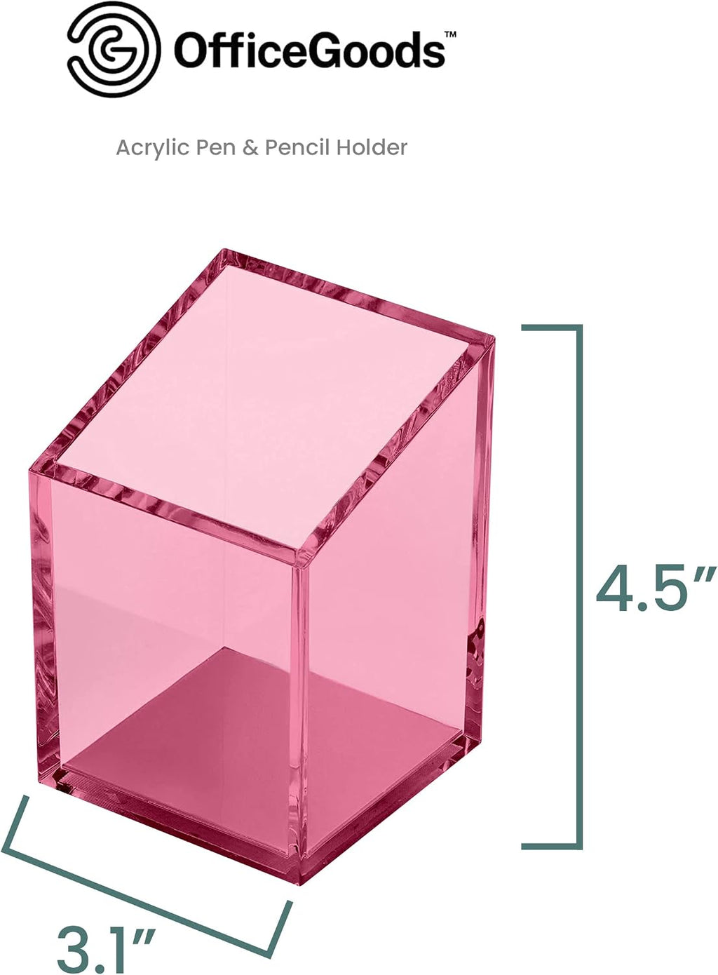 OfficeGoods Acrylic Pen and Pencil Holder, Pink
