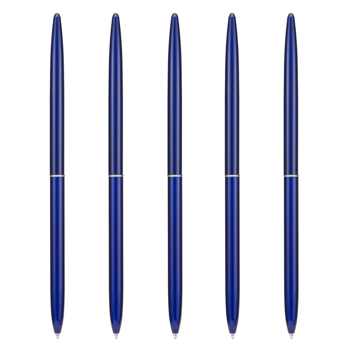 5 Pieces Ballpoint Pen Set, Black Ink Slim Lightweight Smooth Writing Metal Pen, for Business Office Teacher Student Wedding Guest (Silver)