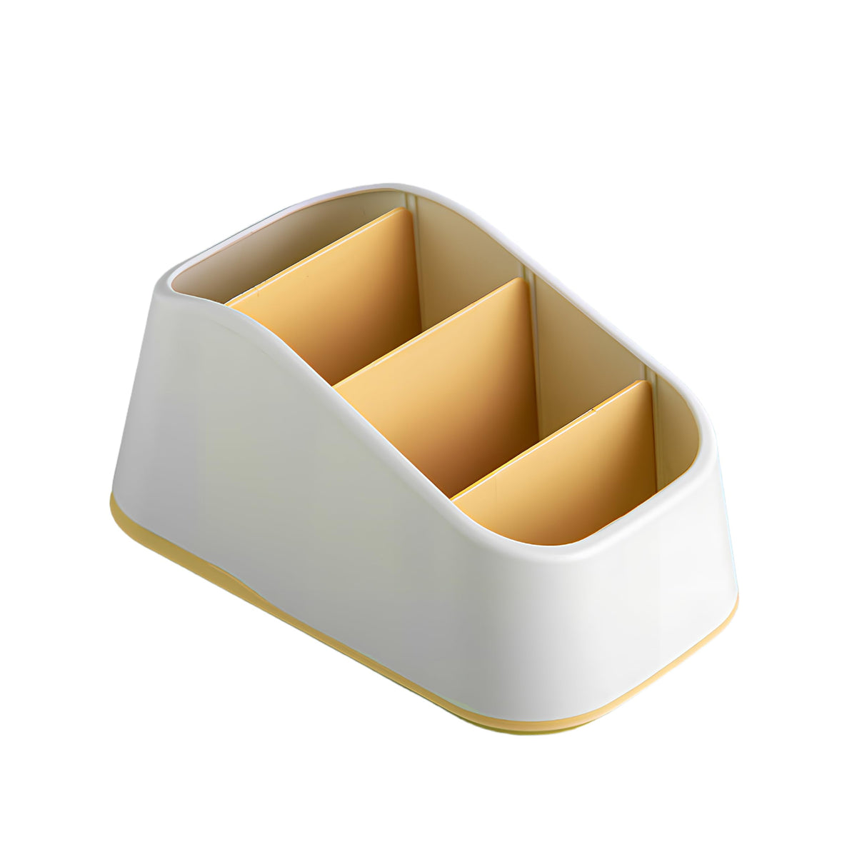Desktop Organizer 4 Compartments, Plastic Desk Storage Box for Office Home (Orange)
