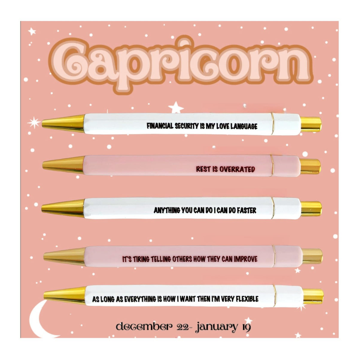 Jxueych 5pcs Cancer Pen Set - Funny Personalized Pens with Inspirational Quotes - Ideal Gift for Friends and Family - Black Ink, Medium Nib 1.0mm
