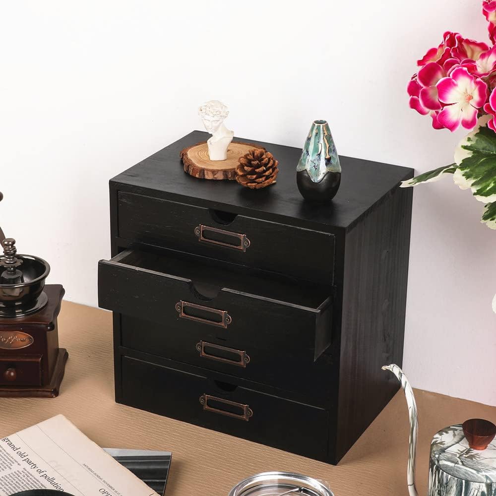 Small Wooden Drawers Wooden Box with Drawer Black