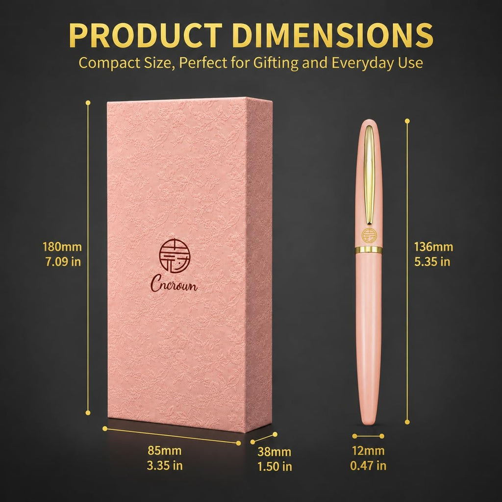 Luxury Gold Rollerball Pen, 24K Electroplated Exquisite Pen Body, Minimalist Fashion Style Gel Ink Pen, Portable Business Writing Pen Ideal for Office School Holiday Gifts (Pink)