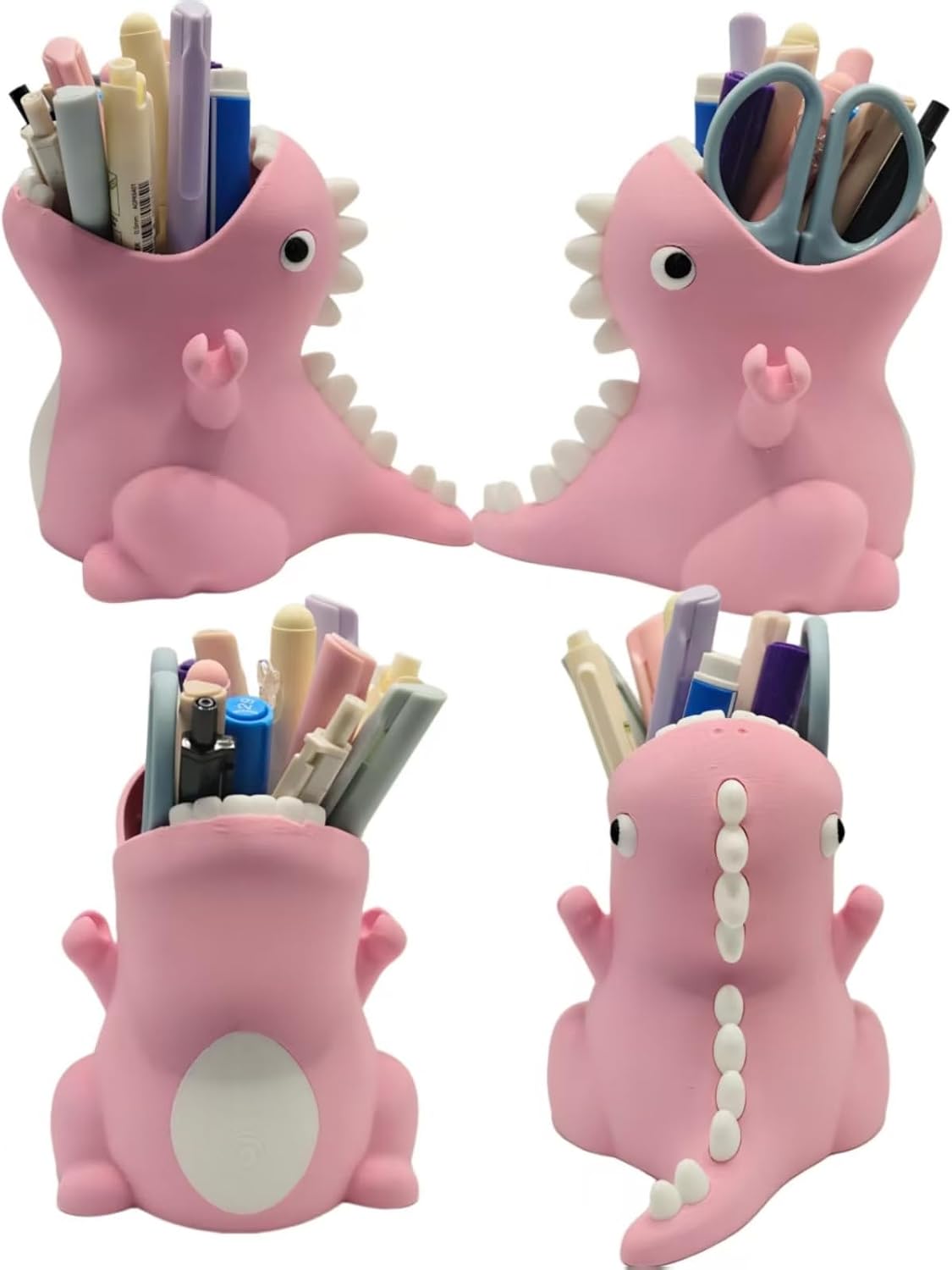 TIME&TRAVE Cute Dinosaur Pen Holder for Desk, Creative Pencil Holder Desk Organizers, Office Supplies Decorations Idea Gift for Women Kids (Pink)