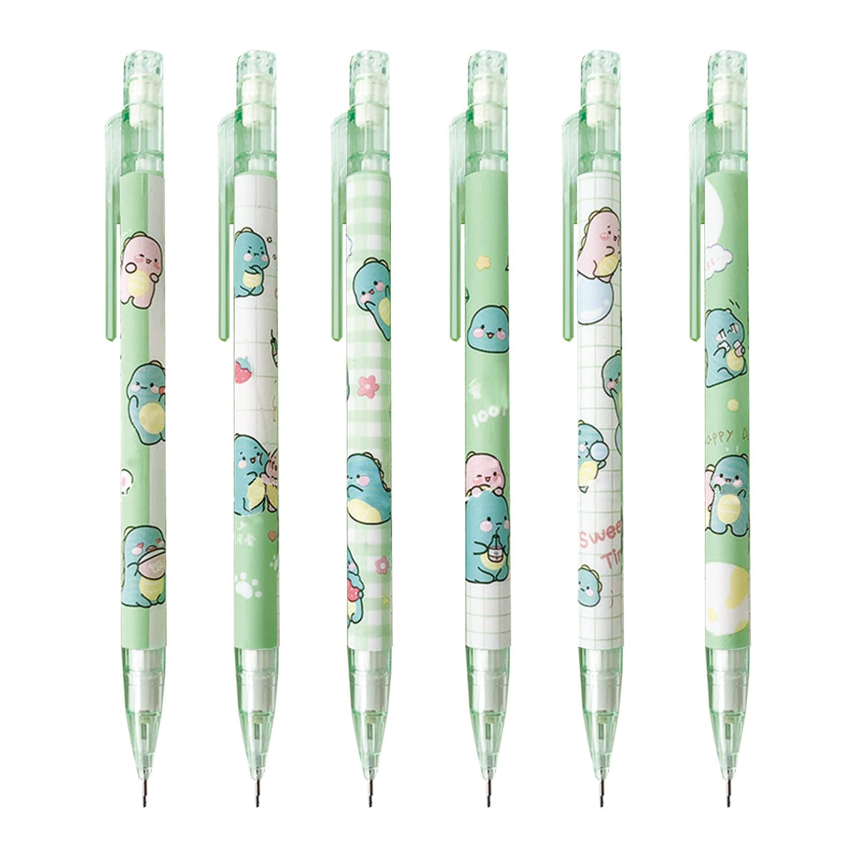 MOZXIRZ 6 Pcs Cute Mechanical Pencils with Eraser 0.5mm Cartoon Peach Mechanical Pencil School Pencil for Women (6pcs Peach/No Refill)
