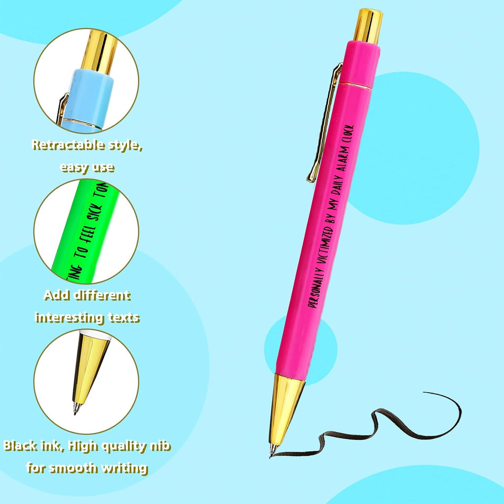5Pcs Funny Work Sucks Pens Set for Adult Coworkers Office Gifts Pens with Funny Saying Quotes Sarcastic Snarky Pens Negative Swear Word Daily Pen Set Ballpoint Pens Black Ink Unique Work Office Pen