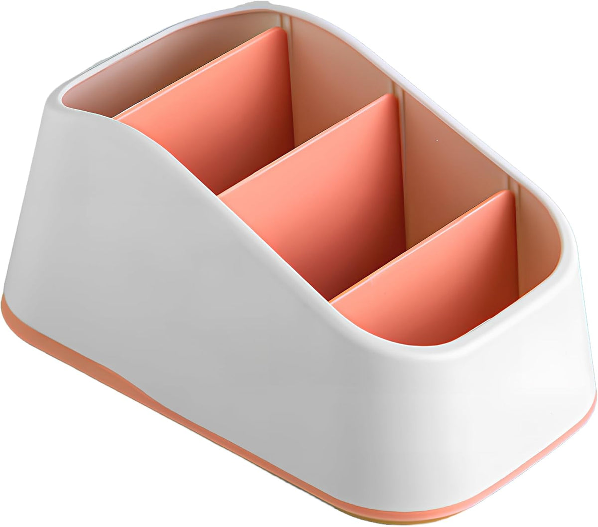 Desktop Organizer 4 Compartments, Plastic Desk Storage Box for Office Home (Orange)