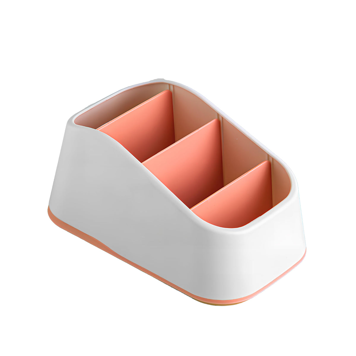 Desktop Organizer 4 Compartments, Plastic Desk Storage Box for Office Home (Orange)