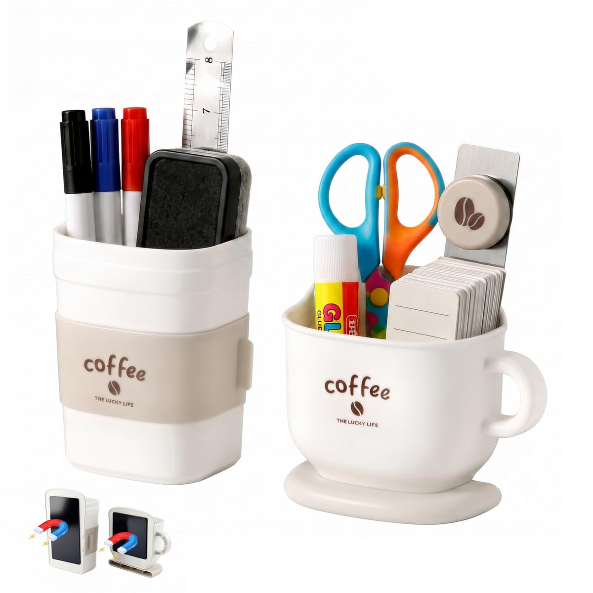 Magnetic Pen Holder, 2 Pack Dry Erase Marker Holder for Whiteboard