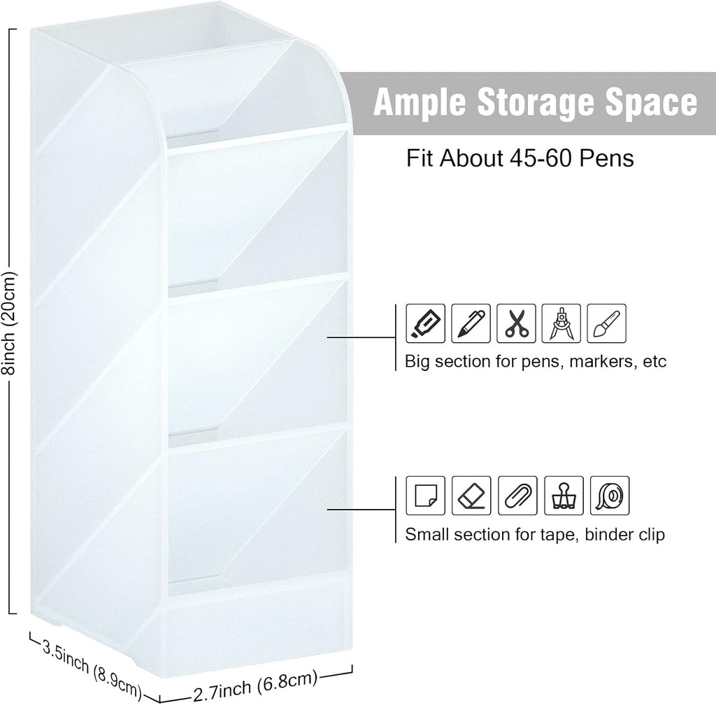 Asten Pen Holder, Pencil Holder for Desk, Pen Organizer (Clear, 3 Pack)