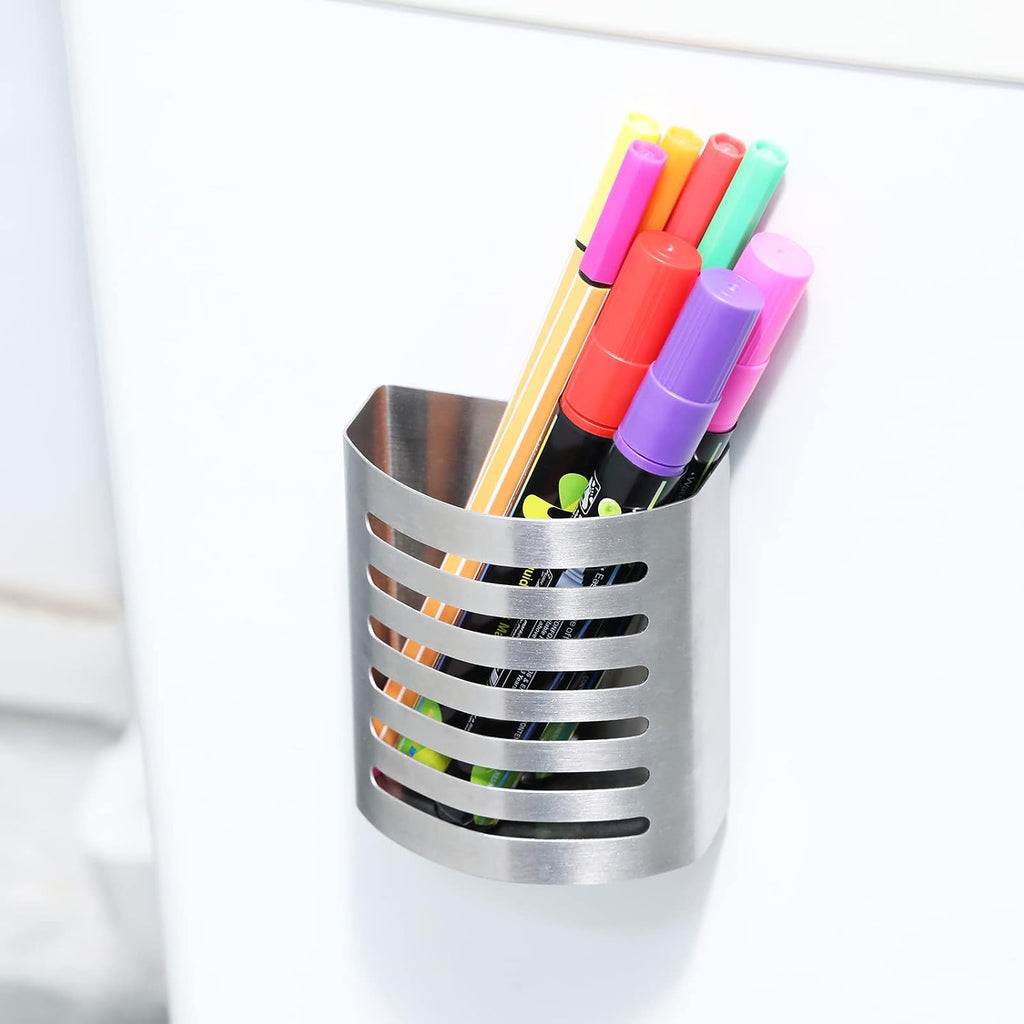 Magnetic Modern Pen and Pencil Holder, 3.25" x 1.75" x 3.50"