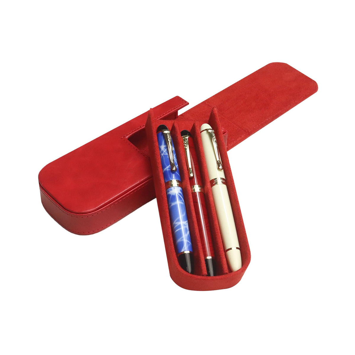 PU Leather Fountain Pen Case, 12-Slot Pen Storage Tray(red)
