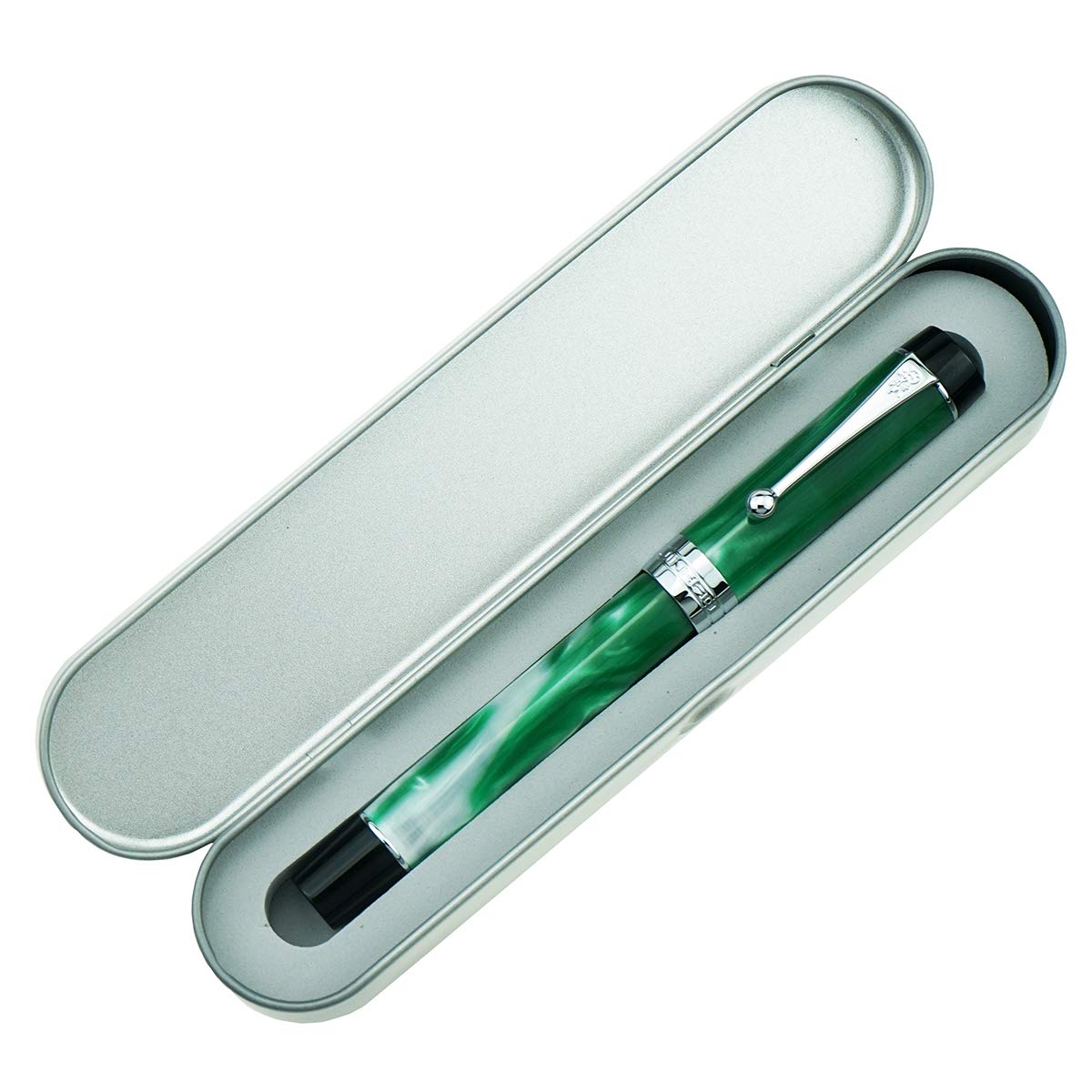 Jinhao 100 Fountain Pen Celluloid Classic Style, #6 Nib Smooth Writing Instrument with Refillable Converter and Pen Case Set