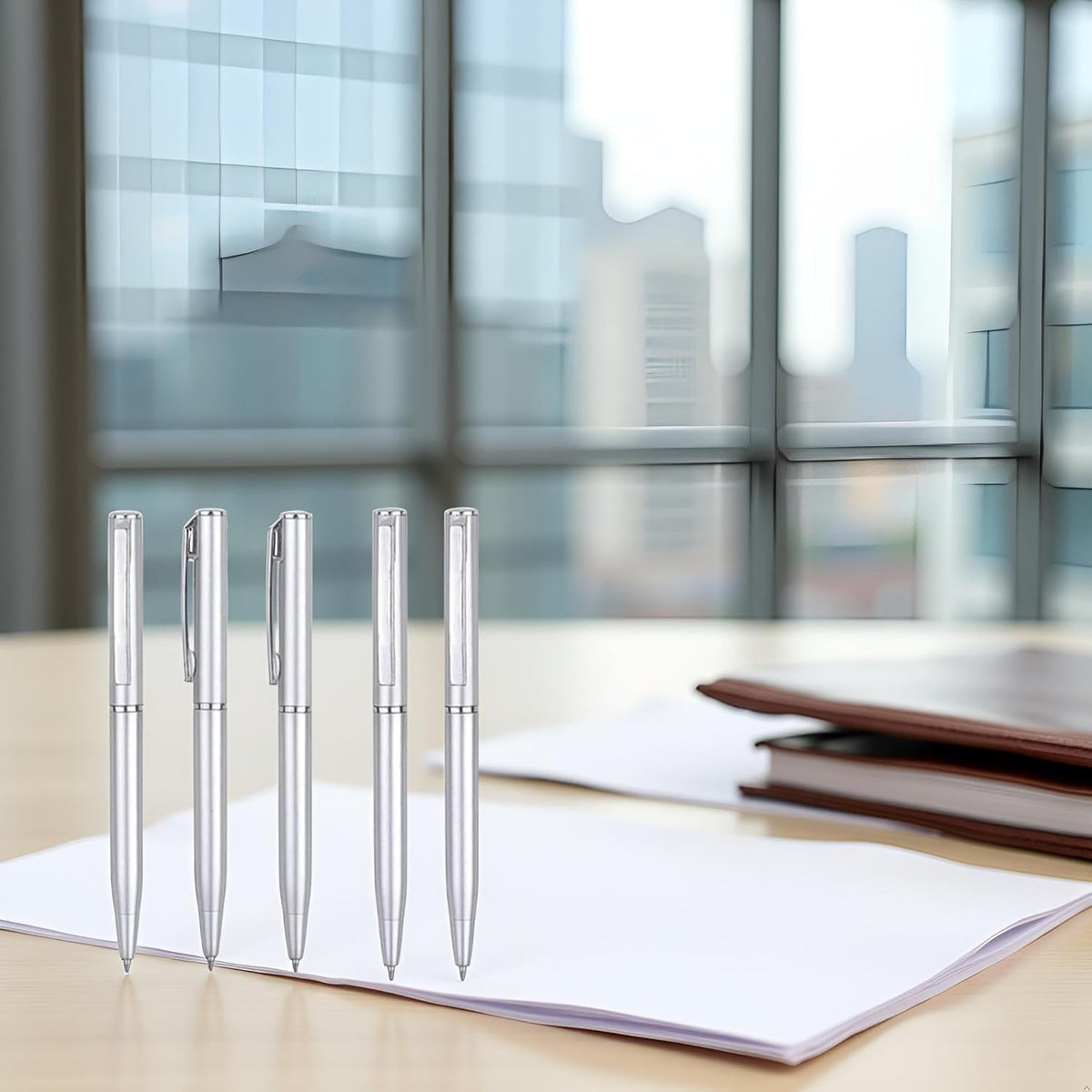 5 Pcs Silver Small Pens Mini, Retractable Ballpoint, Writing Pen Short Pens Stainless Steel Point Pen with Copper Fittings Ballpoint Pen Small Personalized for Pockets Business
