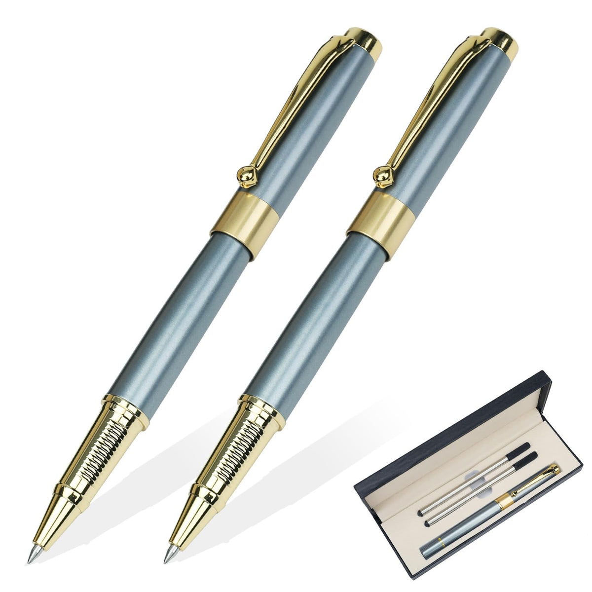 YIVONKA Ballpoint Pen Black Refill,Luxury Ballpoint Line width 0.5mm,Best Ball Pen Gift Set for Men & Women Professional Executive,Office,Nice BallPens Classy Gift Box (Gold)